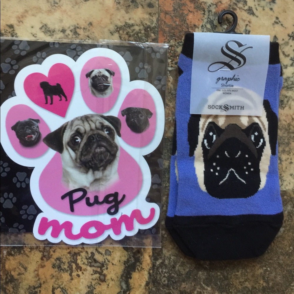 Pug Mom Socks & Magnet, NEW!